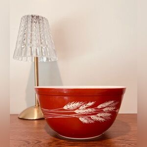 Vintage Pyrex Red Wheat Mixing Bowl ⬝ Harvest Pattern ⬝ Retro Kitchen Decor